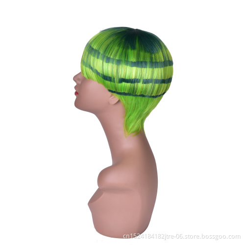 short synthetic hair wig mushroom wig, fashional water melon synthetic wig in stock